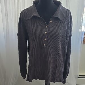 By Together Charcoal Ribbed Sweater